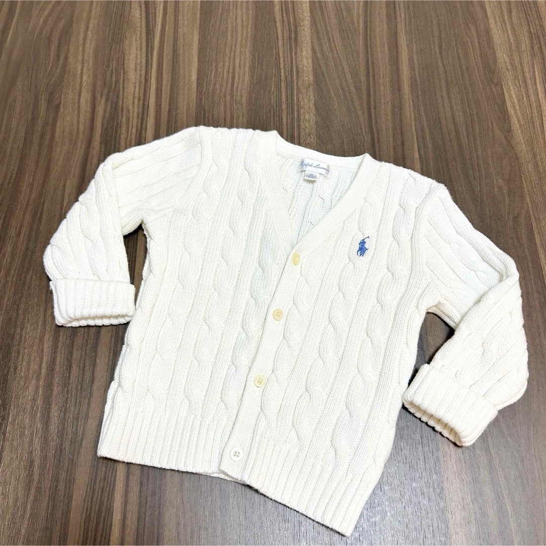 POLO RALPH LAUREN(ポロラルフローレン)の早い者勝ち！未使用！ラルフローレン　80 ケーブルニットカーディガン　白 キッズ/ベビー/マタニティのベビー服(~85cm)(カーディガン/ボレロ)の商品写真