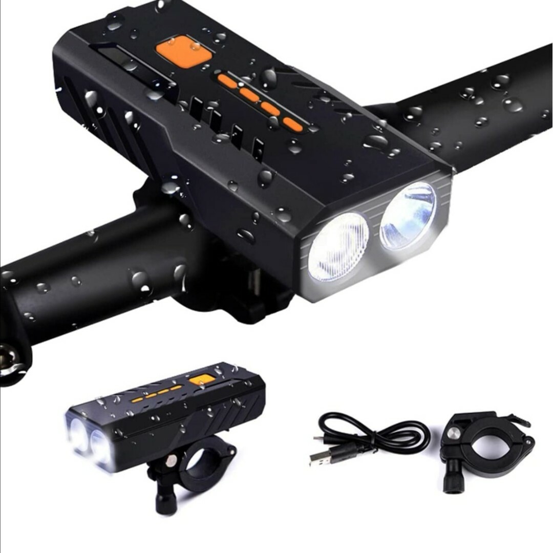 自転車 ライト LED 3000mAh大容量 1200ルーメン USB充電式防水 スポーツ/アウトドアの自転車(その他)の商品写真
