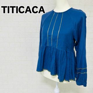 チチカカ(titicaca)の【美品】チチカカ ボヘプレーン プルオーバー ブラウス ネイビー フリーサイズ(Tシャツ(長袖/七分))