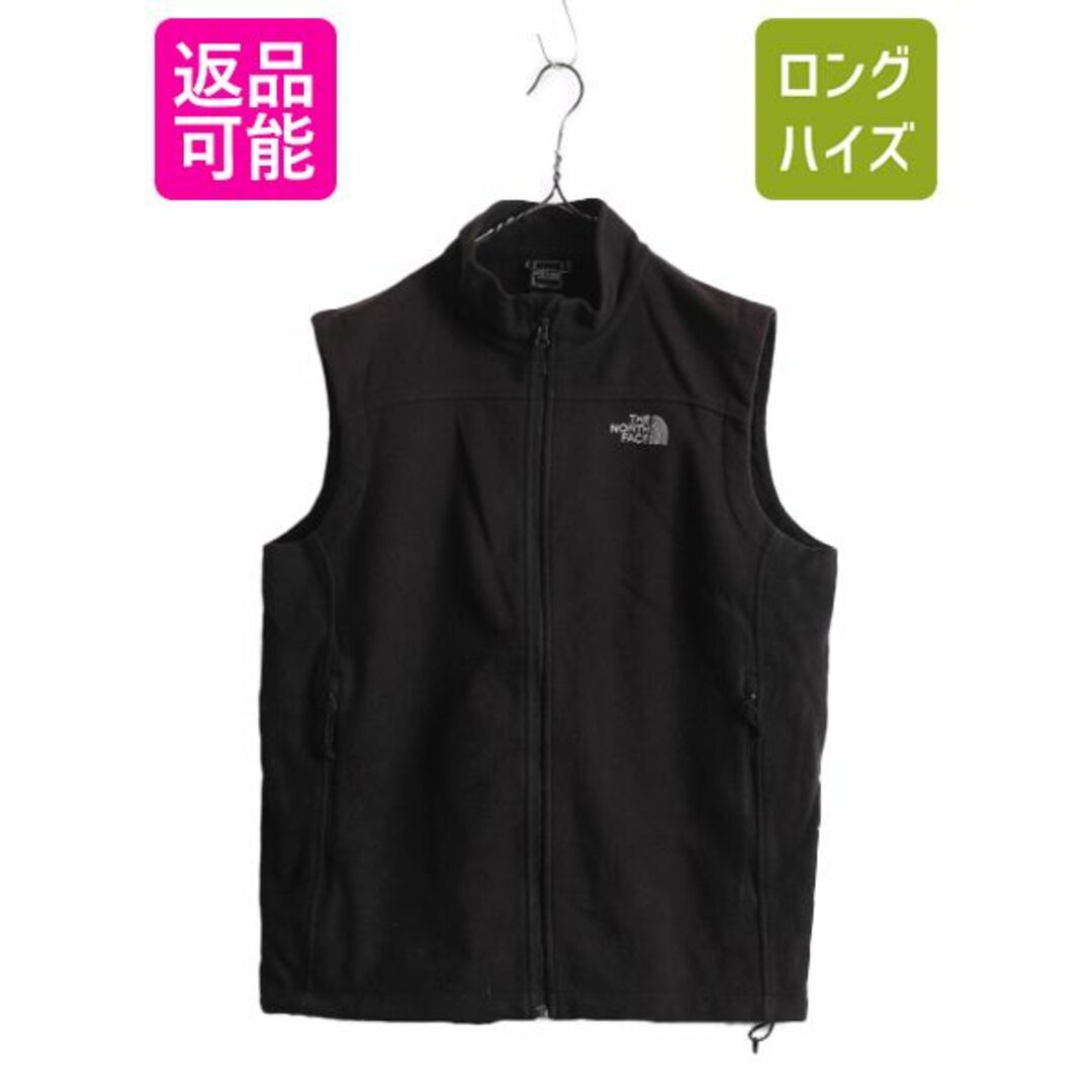 ノースフェイス フルジップ フリース ベスト メンズ L / The North face アウトドア ハイネック 重ね着 ジップアップ 前開き ブラック 黒トップス