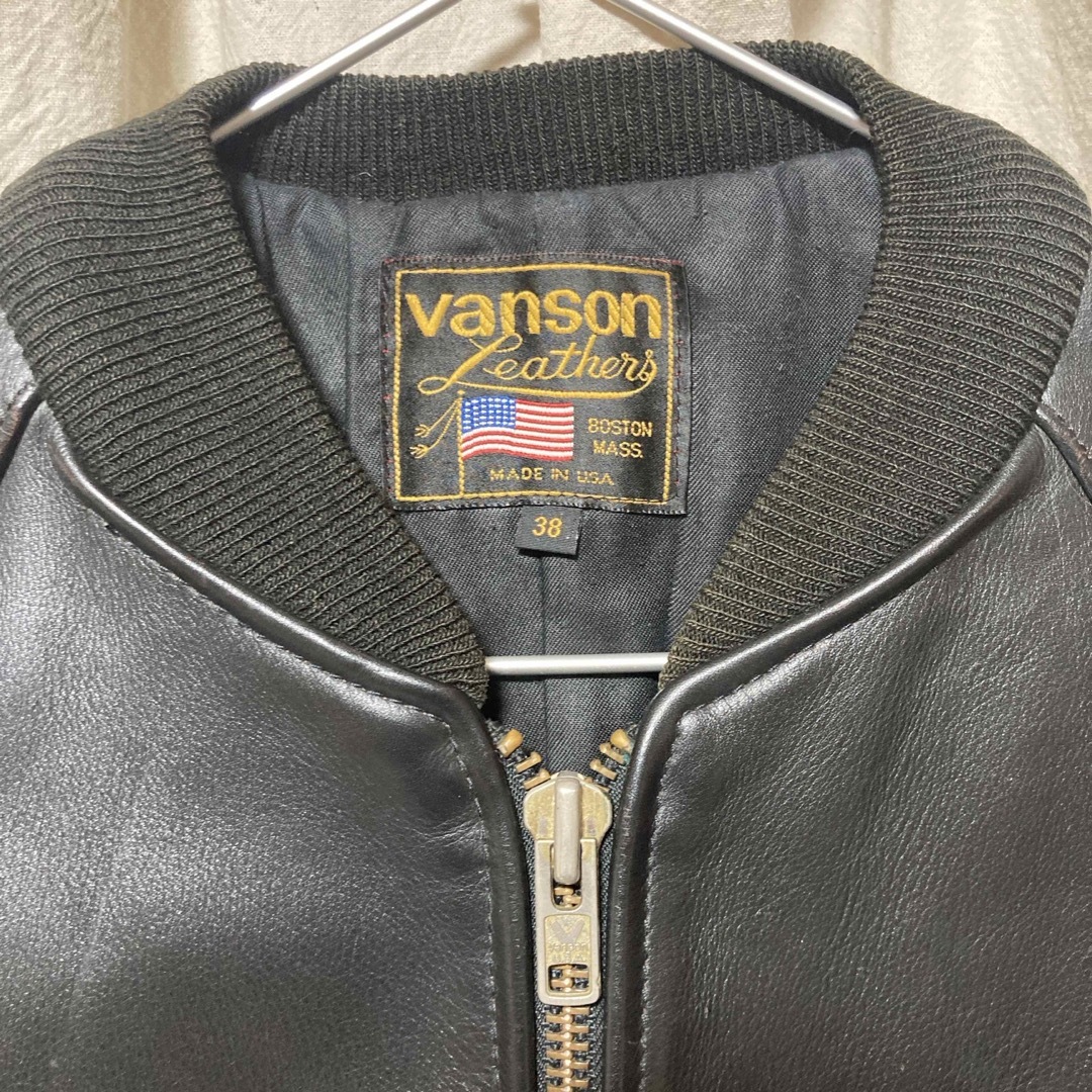 VANSON(バンソン)のVANSON TJ チームジャケット ブラック 38 USA製 メンズのジャケット/アウター(レザージャケット)の商品写真