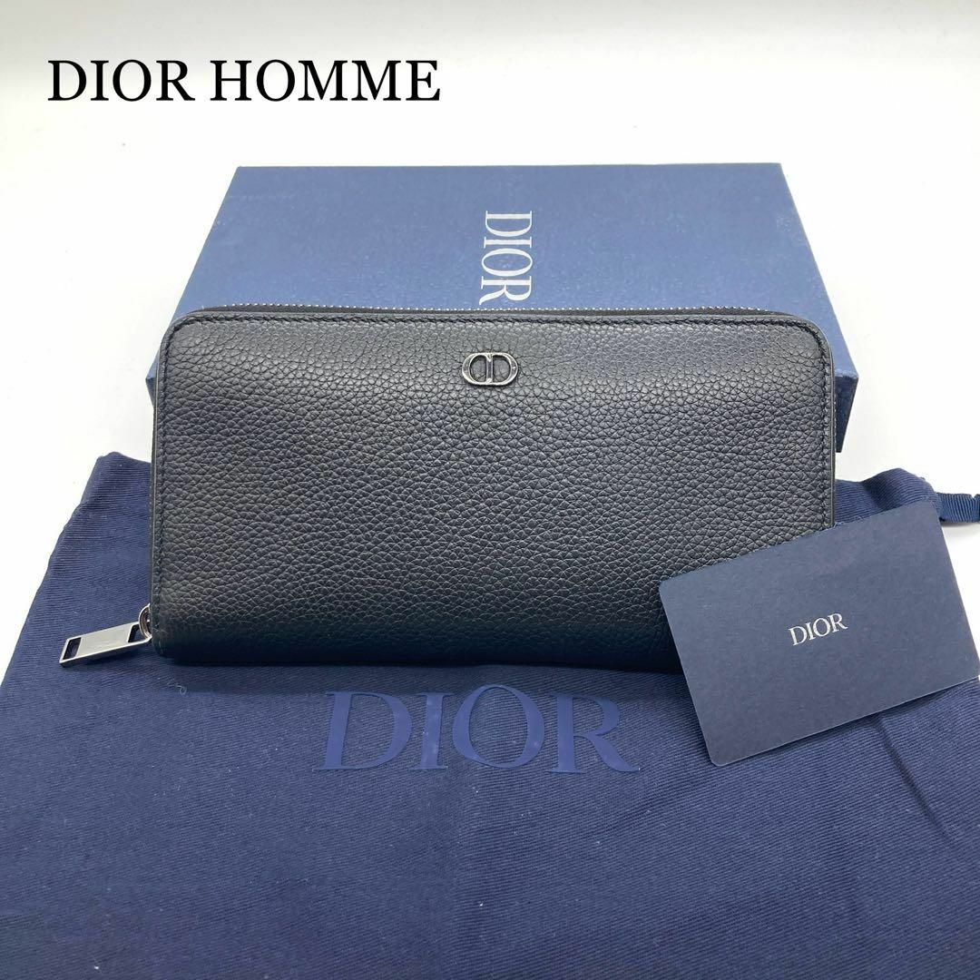 DIOR HOMME(ディオールオム)の【極美品】ディオール CD メタルロゴ ラウンドファスナー 長財布 ブラック メンズのファッション小物(長財布)の商品写真