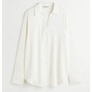 エイチアンドエム(H&M)のH&M Ｖネック　ブラウス　ホワイト　レディース　トップス　Sサイズ(シャツ/ブラウス(長袖/七分))