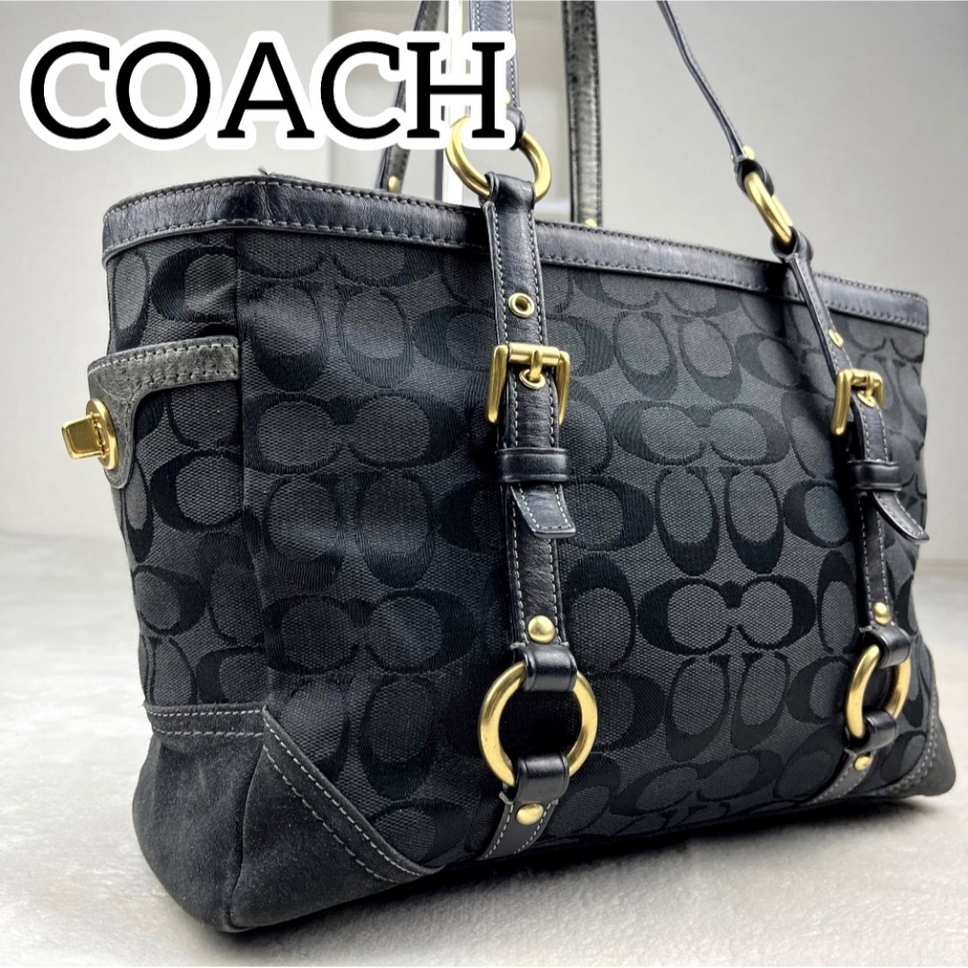 COACH シグネチャー　ギャラリートートバッグ　ブラック　ゴールド　お洒落 | フリマアプリ ラクマ