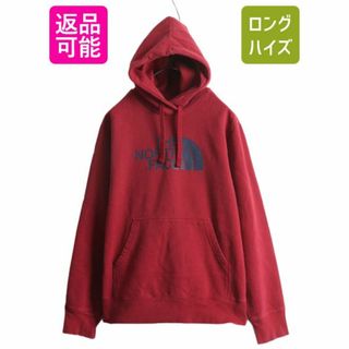 ザノースフェイス(THE NORTH FACE)のノースフェイス プリント スウェット フード パーカー メンズ M / 古着 The North Face プルオーバー 裏起毛 トレーナー アウトドア エンジ(パーカー)