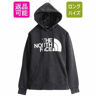 ザノースフェイス(THE NORTH FACE)のノースフェイス プリント スウェット フード パーカー レディース XS 古着 The North Face プルオーバー 裏起毛 トレーナー アウトドア 黒(パーカー)