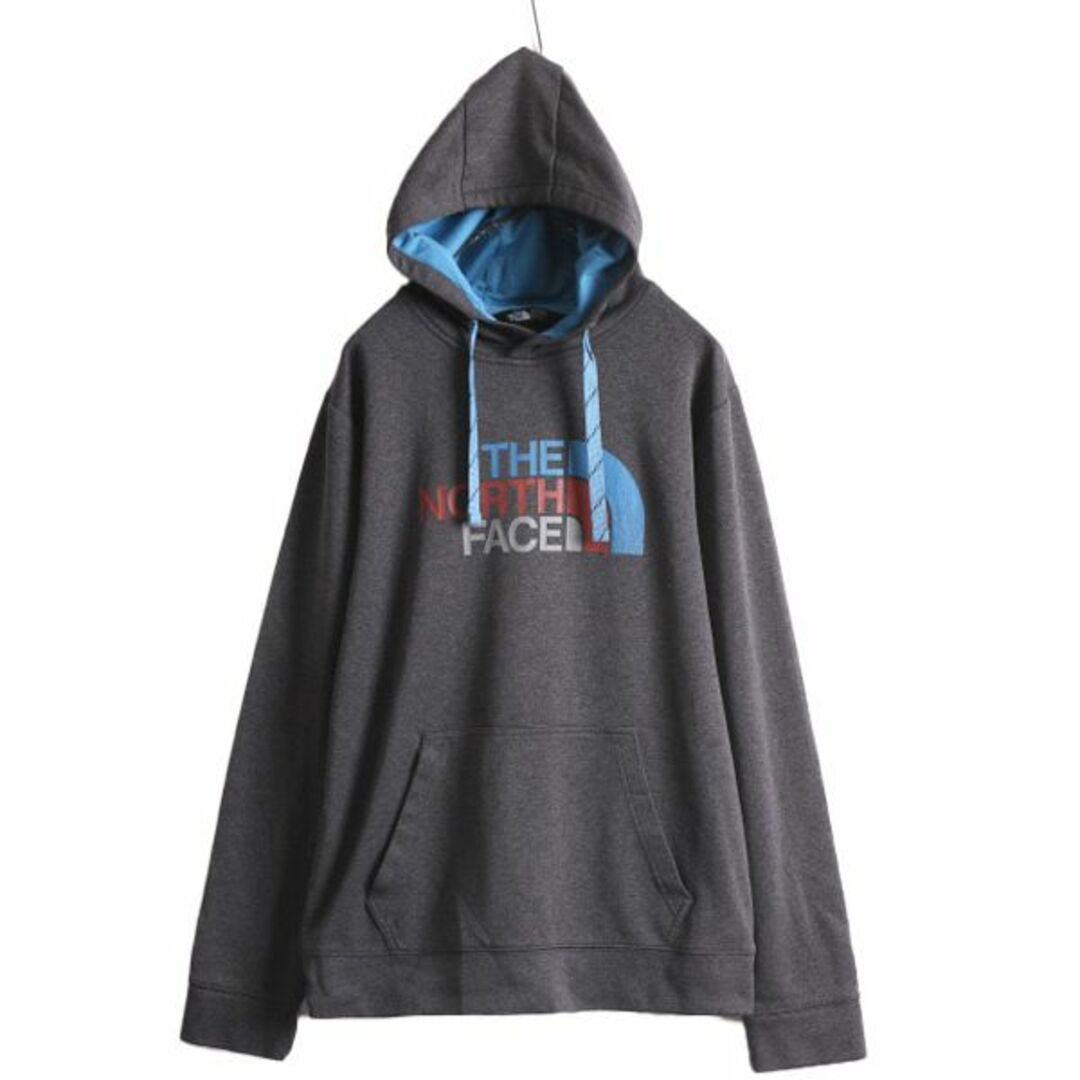 メンズノースフェイス プリント フード パーカー メンズ M  The North Face アウトドア ジャージ 素材 ストレッチ プルオーバー 薄手 2トーン