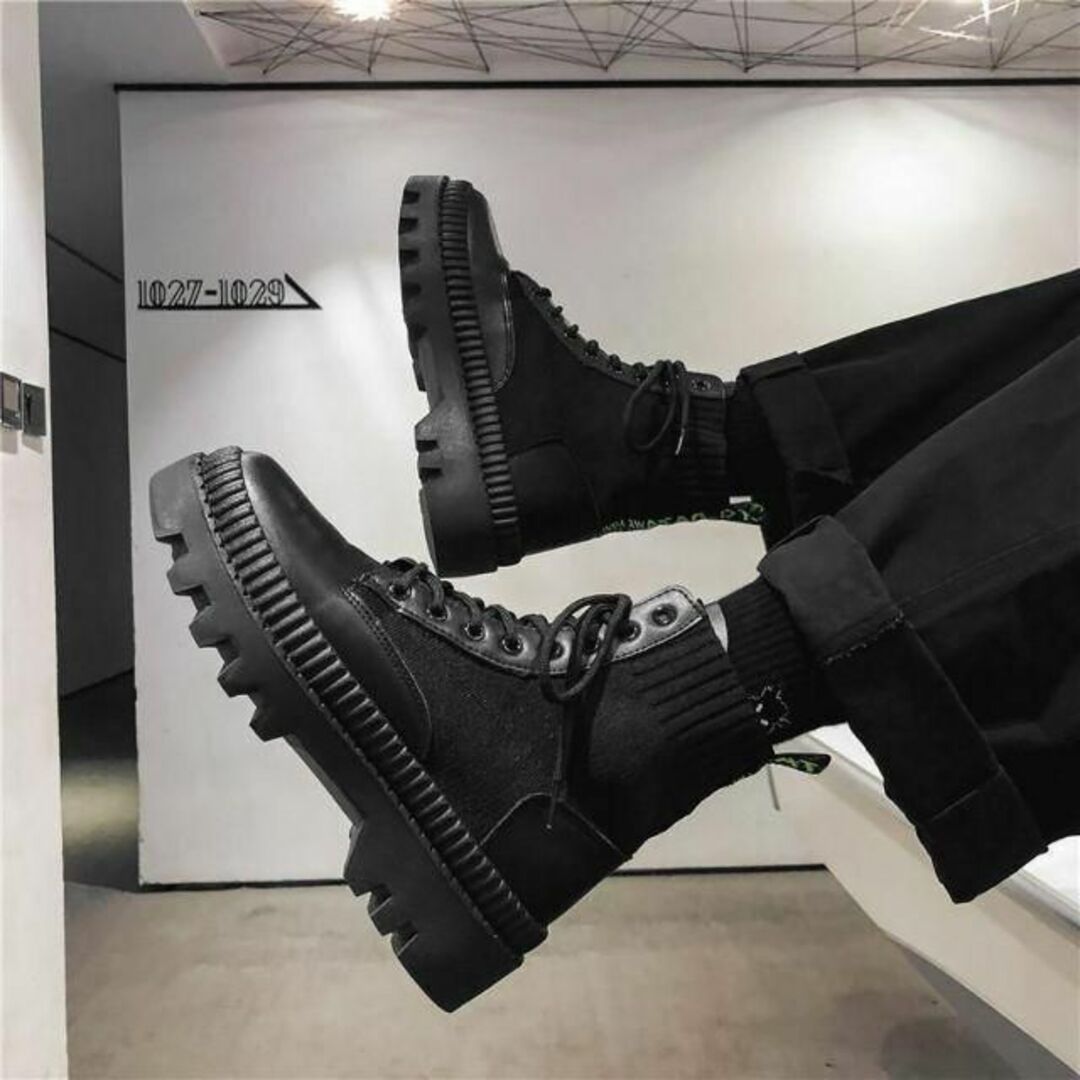 25cm10cm身長UPメンズシークレットブーツシューズ厚底背が高くなる靴レザー メンズの靴/シューズ(ブーツ)の商品写真