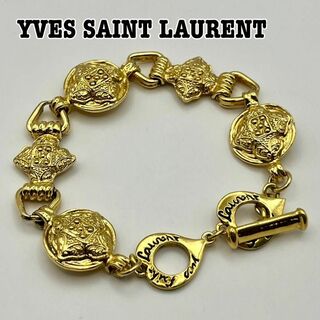 イヴサンローラン(Yves Saint Laurent)のSAINT LAURENT ロゴ 装飾 ゴールド　ビンテージ　ブレスレット(ブレスレット/バングル)