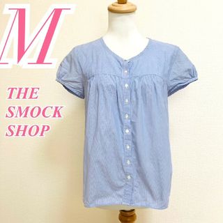 THE SMOCK SHOP M 半袖シャツ ストライプ柄 オフィスカジュアル