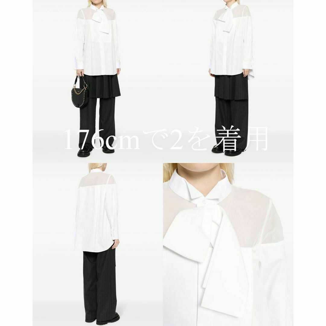 最高の品質の
 3　SACAI Sacai georgiahealthmatters.org 23AW todayful シフォンミックス サテンツイルコートいいですよ^-^ リボンシャツ ブラウス ショートスリーブ 定価69300円 - トップス 2