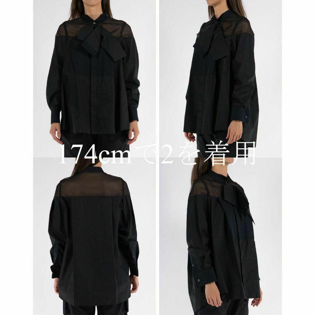 最高の品質の
 3　SACAI Sacai georgiahealthmatters.org 23AW todayful シフォンミックス サテンツイルコートいいですよ^-^ リボンシャツ ブラウス ショートスリーブ 定価69300円 - トップス 3