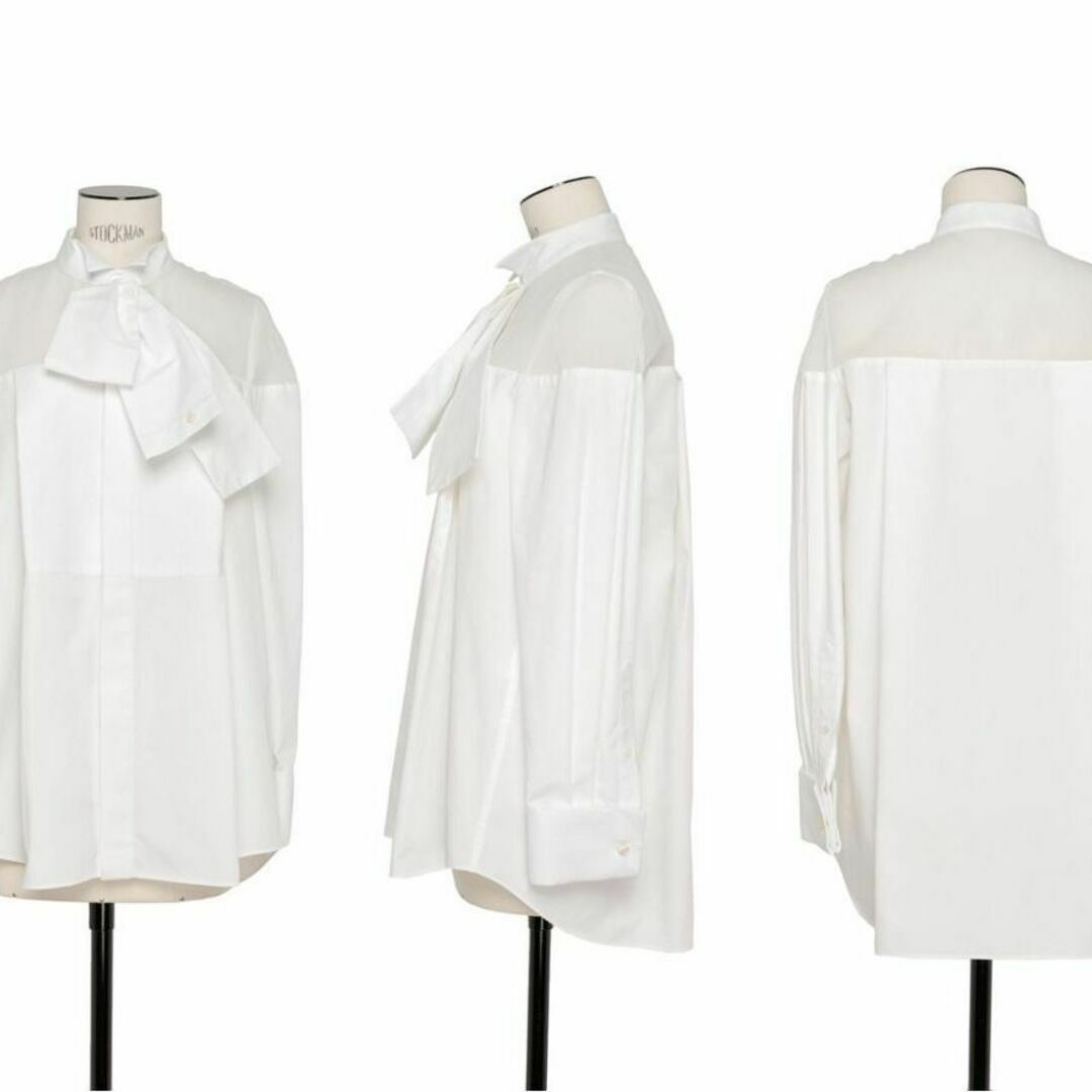 最高の品質の
 3　SACAI Sacai georgiahealthmatters.org 23AW todayful シフォンミックス サテンツイルコートいいですよ^-^ リボンシャツ ブラウス ショートスリーブ 定価69300円 - トップス 6