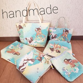 ディズニー(Disney)のハンドメイド バンビ 巾着袋 ポシェット ビッグトートバッグ ランチトートバッグ(バッグ)