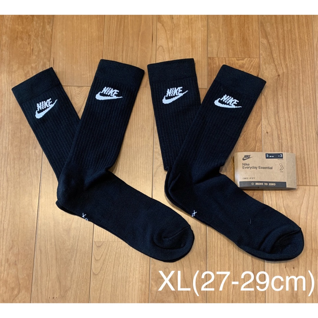 NIKE(ナイキ)の新品　ナイキ　エッセンシャル　クルーソックス　XL(27-29cm) 黒2足 メンズのレッグウェア(ソックス)の商品写真