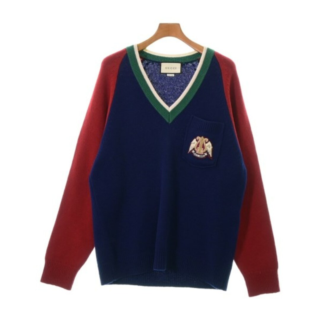 GUCCI - GUCCI グッチ ニット・セーター M 青x赤x緑等 【古着 GUCCI - GUCCI グッチ ニット・セーター M 青x赤x緑等 【古着