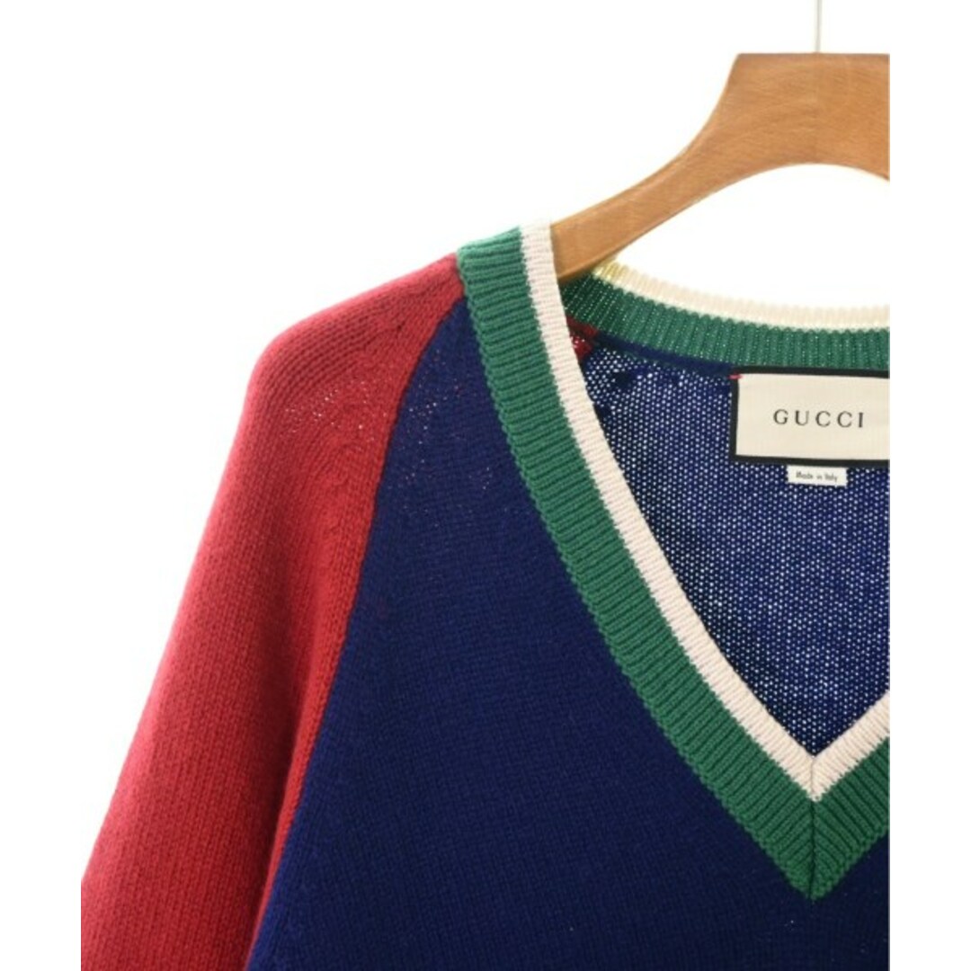 GUCCI - GUCCI グッチ ニット・セーター M 青x赤x緑等 【古着 GUCCI - GUCCI グッチ ニット・セーター M 青x赤x緑等 【古着