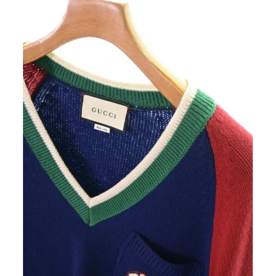 GUCCI - GUCCI グッチ ニット・セーター M 青x赤x緑等 【古着 GUCCI - GUCCI グッチ ニット・セーター M 青x赤x緑等 【古着