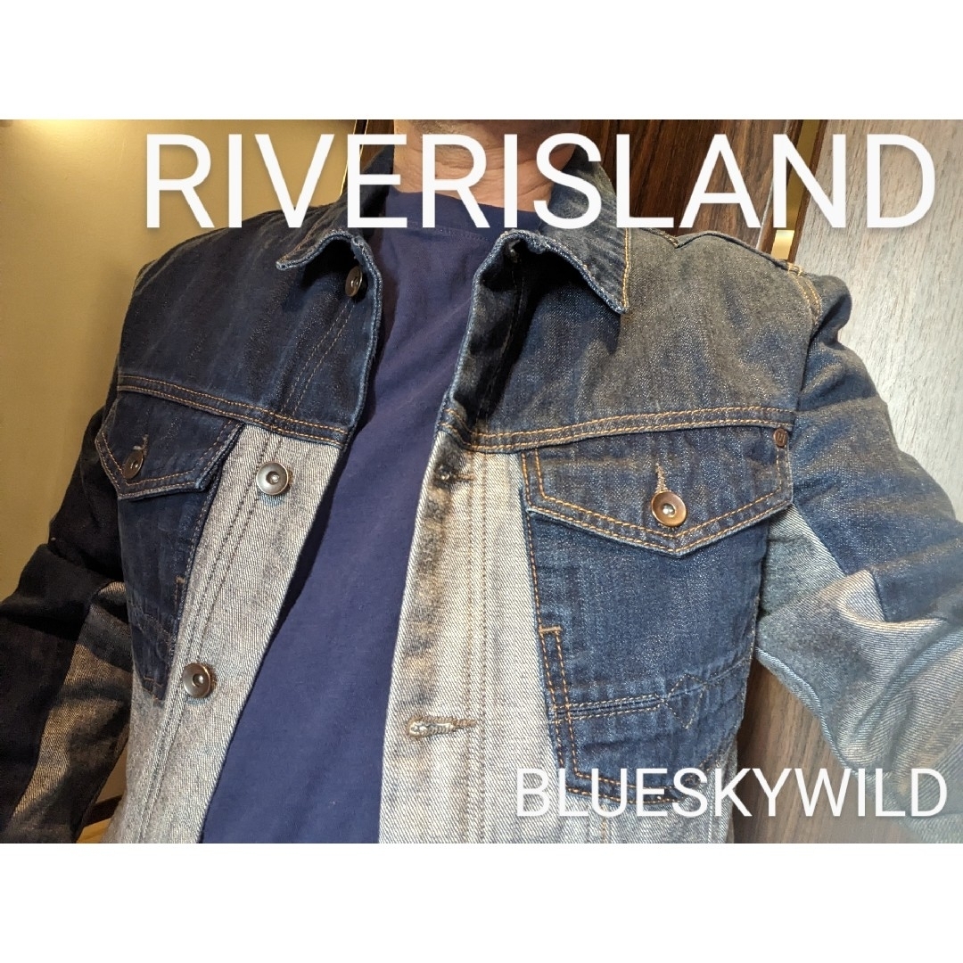 RIVER ISLAND(リバーアイランド)のRIVERISLANDリバーアイランドツートンカラーGジャンデニムジャケット メンズのジャケット/アウター(Gジャン/デニムジャケット)の商品写真