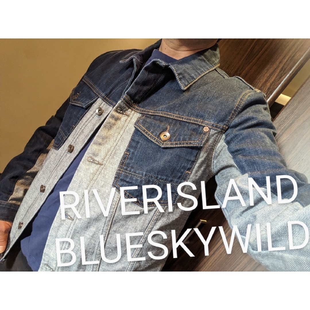 RIVER ISLAND(リバーアイランド)のRIVERISLANDリバーアイランドツートンカラーGジャンデニムジャケット メンズのジャケット/アウター(Gジャン/デニムジャケット)の商品写真