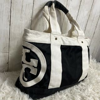 トリーバーチ(Tory Burch)のTORY BURCH キャンバス　トートバッグ　白　黒　ロゴ(トートバッグ)