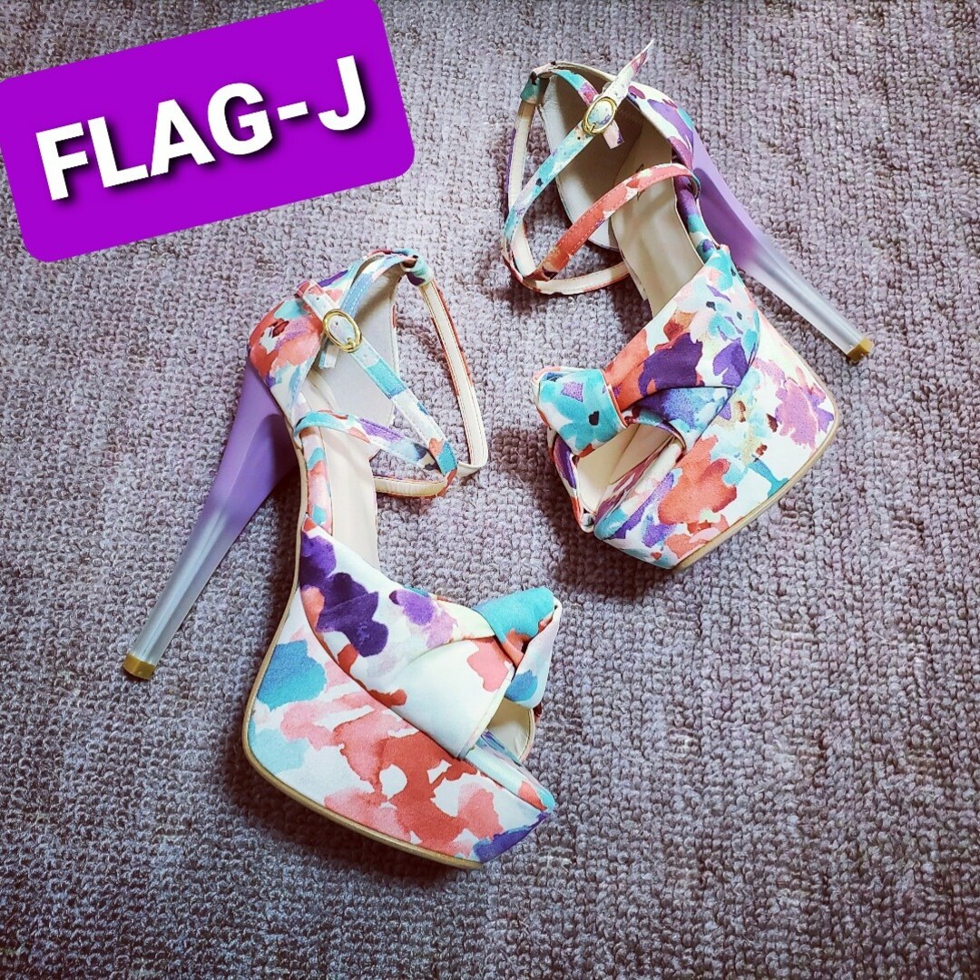 FLAG-J(フラッグジェイ)のFLAG-J  ハイヒール サンダル グラデーション 花柄 レディースの靴/シューズ(ハイヒール/パンプス)の商品写真