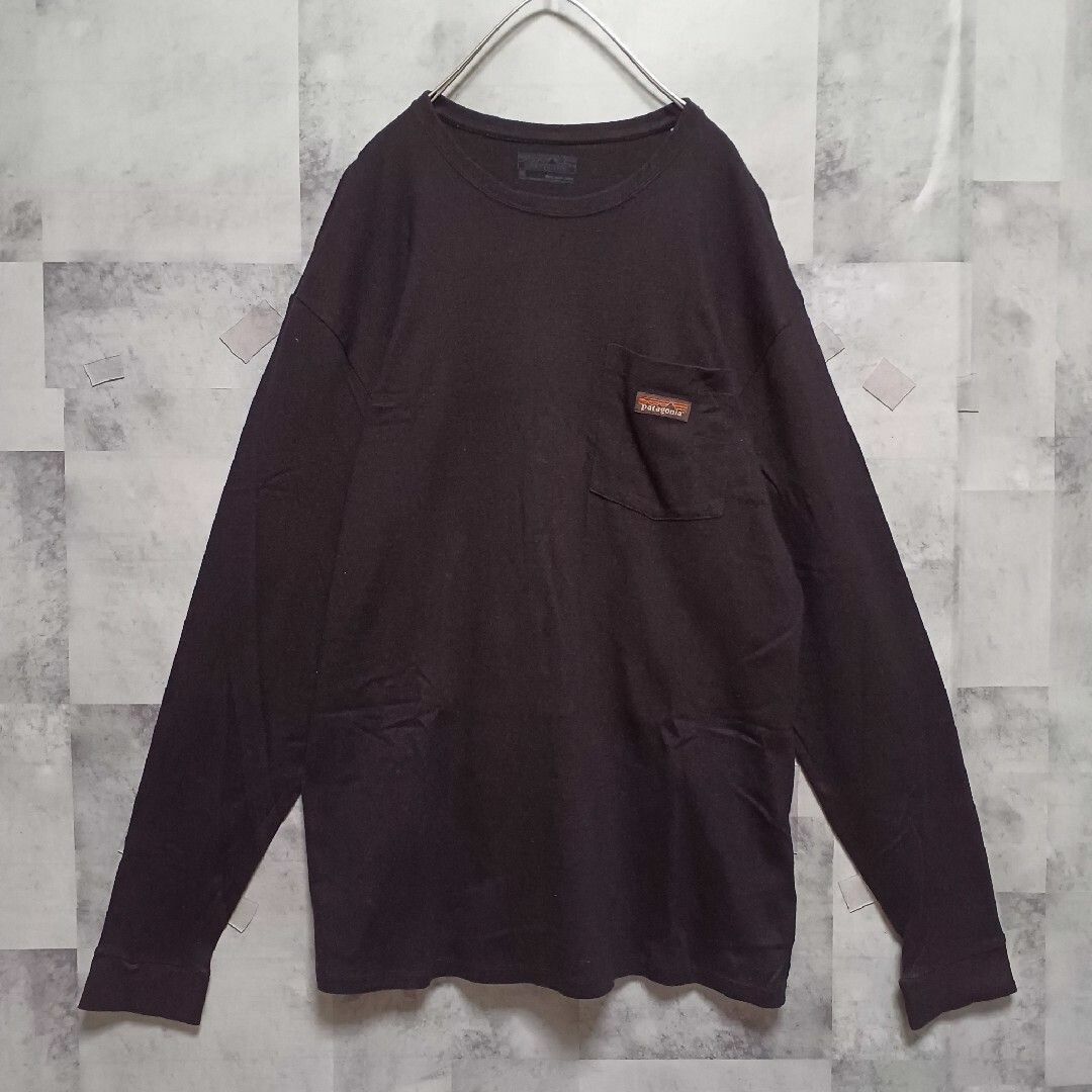 patagonia(パタゴニア)のpatagonia パタゴニア メンズロンT M 黒 キャンプ アウトドア メンズのトップス(Tシャツ/カットソー(七分/長袖))の商品写真