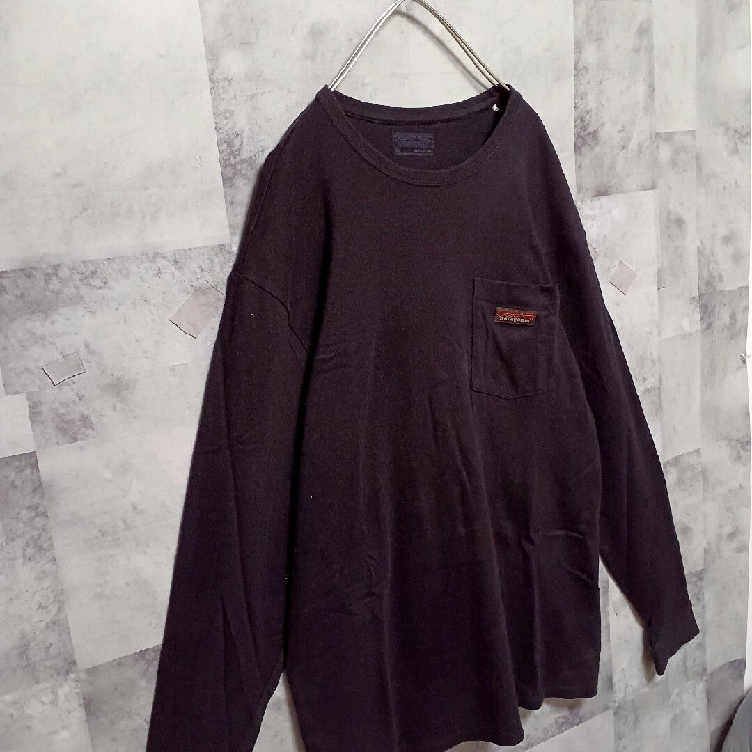 patagonia(パタゴニア)のpatagonia パタゴニア メンズロンT M 黒 キャンプ アウトドア メンズのトップス(Tシャツ/カットソー(七分/長袖))の商品写真