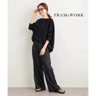 framework  リーフプリント裾スリットパンツ 38レディース