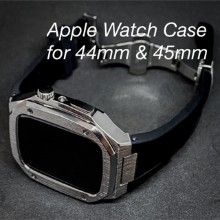 アップルウォッチ(Apple Watch)のAppleWatch アップルウォッチカバー　バンド　ケース　44mm 45mm(ラバーベルト)