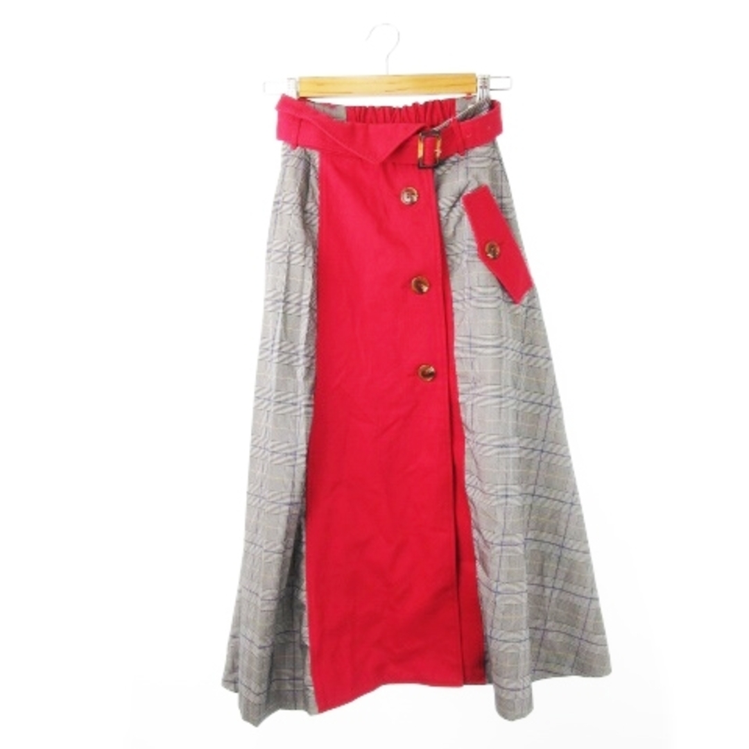 Andemiu(アンデミュウ)のアンデミュウ スカート フレア ロング ラップ 切替 衿折 プリーツ F ピンク レディースのスカート(ロングスカート)の商品写真