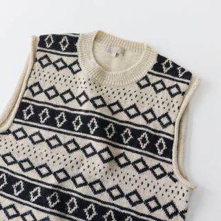 マーガレットハウエル(MARGARET HOWELL)のメンズ マーガレットハウエル MARGARET HOWELL ウール FAIRISLE SLIPOVER フェアアイルニットベスト M/ベージュ【2400013678902】(ニット/セーター)