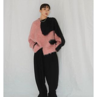 knuthmarf accent knit pullover/pinkblack(ニット/セーター)