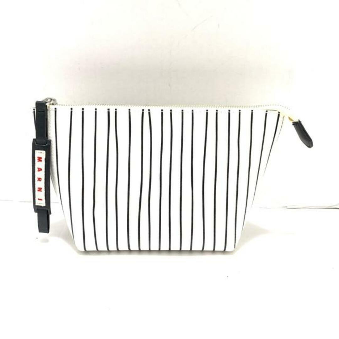 マルニ ポーチ美品  - 白×黒 ストライプファッション小物
