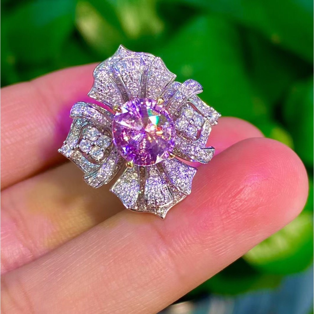 天然 パパラチアサファイア ダイヤ リング3.01ct k18 ¥ レディースのアクセサリー(リング(指輪))の商品写真