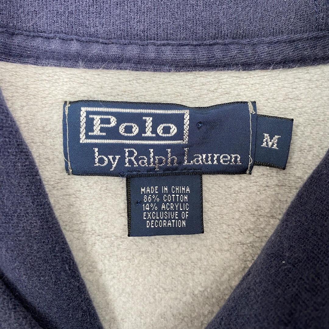 POLO RALPH LAUREN(ポロラルフローレン)の【スウェット　ワンポイント刺しゅう　ショールカラー　グレー　ネイビー　古着】 メンズのトップス(スウェット)の商品写真