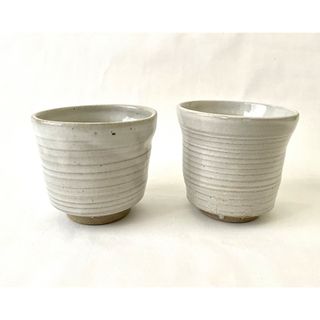 湯呑み　陶器　ペア　2点　ハンドメイド　使用済み(食器)