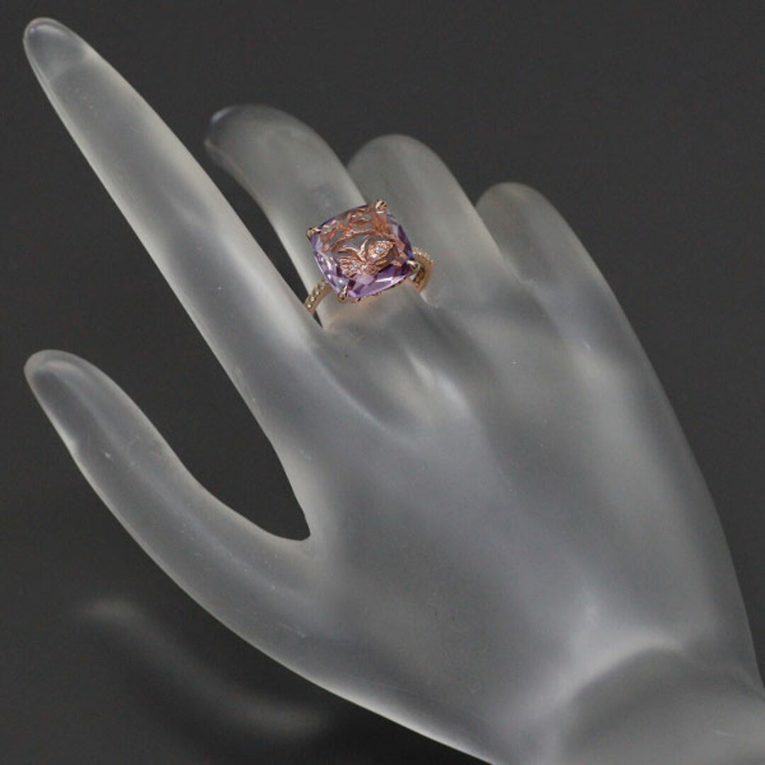 K18PG アメジスト ダイヤモンド リング 5.32ct D0.13ct 蝶アクセサリー