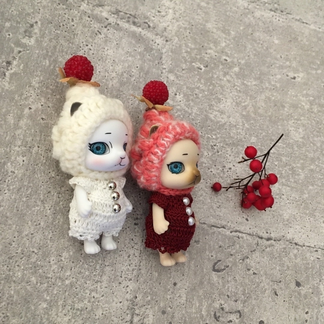 赤い方のみ　ドール服　カプセルドール用　赤い実 ハンドメイドのぬいぐるみ/人形(その他)の商品写真
