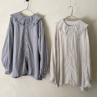 ネストローブ(nest Robe)のイトさま【美品】nestRobeエシカルダイリネンビクトリアカラーシャツオフホワ(シャツ/ブラウス(長袖/七分))