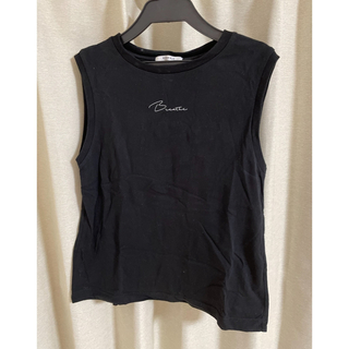 ローズバッド(ROSE BUD)のROSE BUD ノースリーブ　黒　ブラック　Tシャツ　ロゴ(Tシャツ(半袖/袖なし))