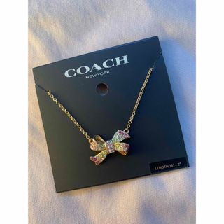 コーチ(COACH)のCOACH コーチ　リボン　ネックレス　レインボー　ゴールド(ネックレス)