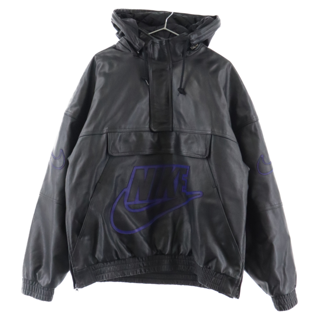 SUPREME シュプリーム 19AW×NIKE Leather Anorak ナイキ レザーアノラック ジャケット パーカー ブラック721センチ袖丈