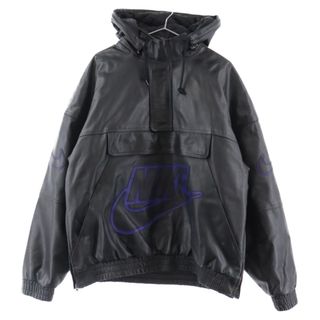 シュプリーム(Supreme)のSUPREME シュプリーム 19AW×NIKE Leather Anorak ナイキ レザーアノラック ジャケット パーカー ブラック(フライトジャケット)