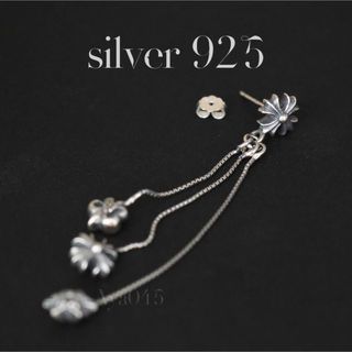 silver925 クロス ユリ スター スタッドイヤリング シルバー925(ピアス(片耳用))