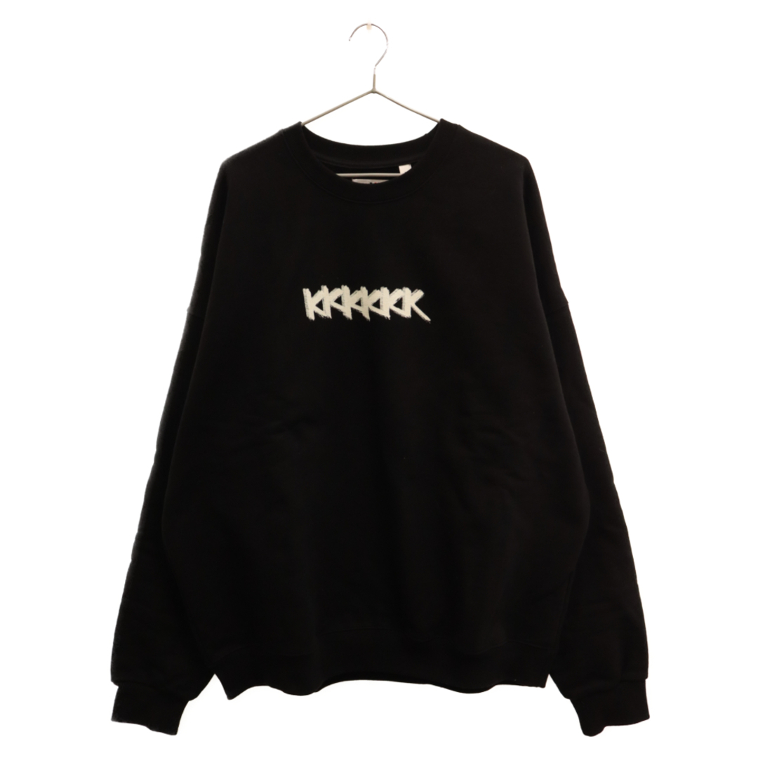 725センチ肩幅KKKKK ケーケーケーケーケーケー Smile Crewneck スマイルクルーネック スウェット トレーナー ブラック