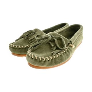 ミネトンカ(Minnetonka)のMINNETONKA モカシン/デッキシューズ US5(22cm位) カーキ 【古着】【中古】(スリッポン/モカシン)