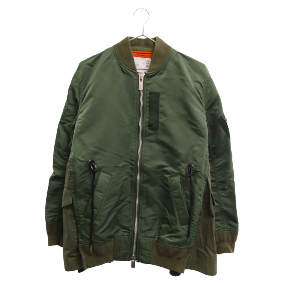 Sacai サカイ 21AW NYLON TWILL BLOUSON MA-1 ナイロンツイル ジップアップフライトジャケット カーキ 21-0569271センチ身幅