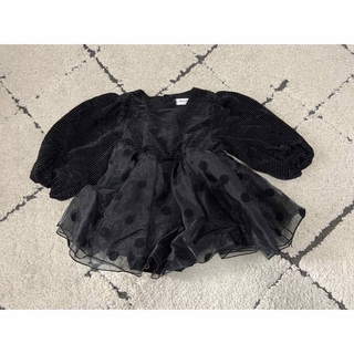【 美品 】 ベビー ドレス 韓国子供服 水玉ドレス ブラック(セレモニードレス/スーツ)