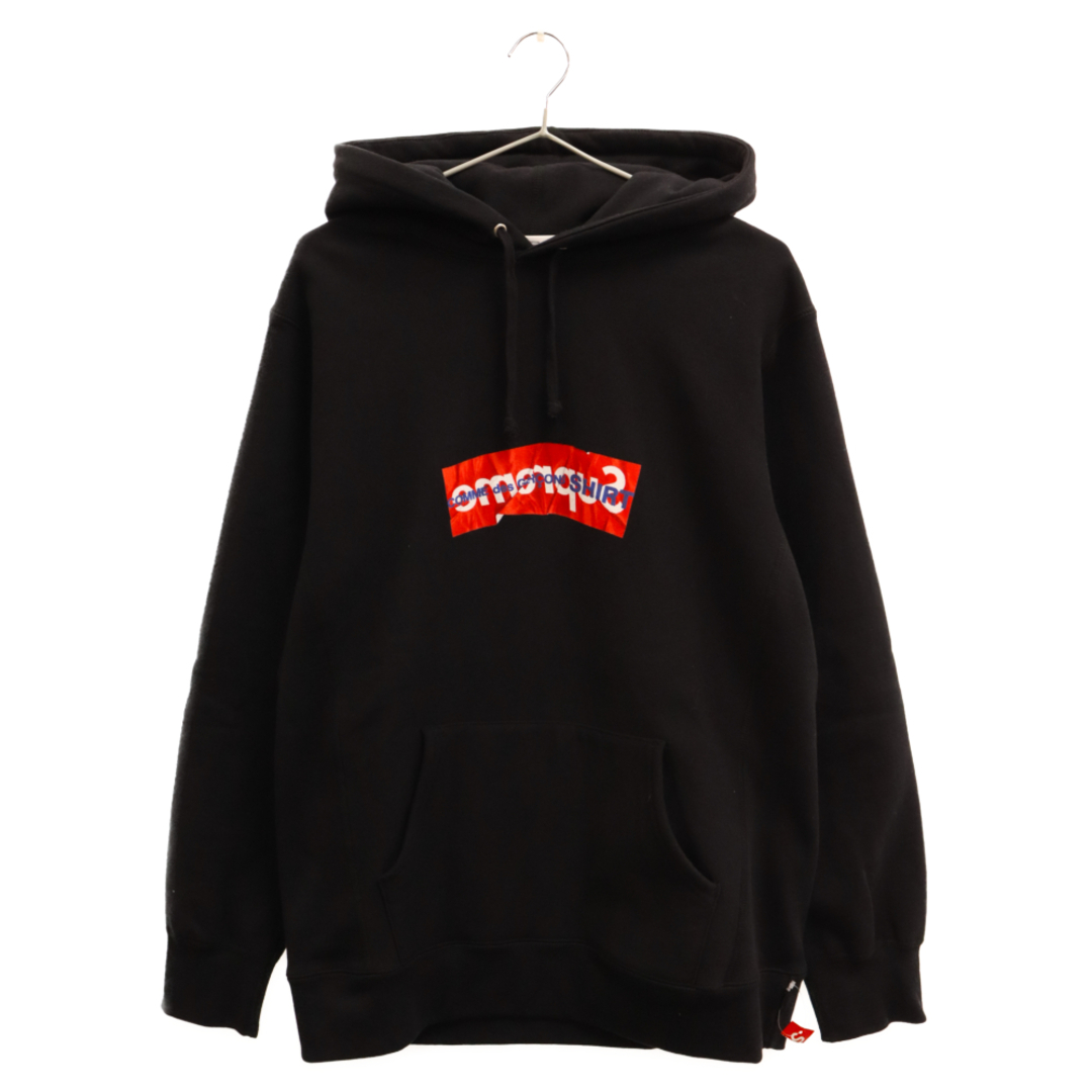 587センチ肩幅SUPREME シュプリーム 17SS×COMME des GARCONS SHIRT Box Logo Hooded Sweatshirt ペーパーアートボックスロゴプルオーバーパーカー コムデギャルソンシャツ ブラック